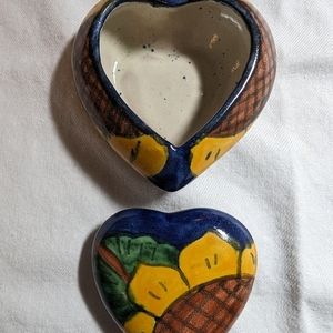 Mexican heart shaped trinket box - handcrafted.